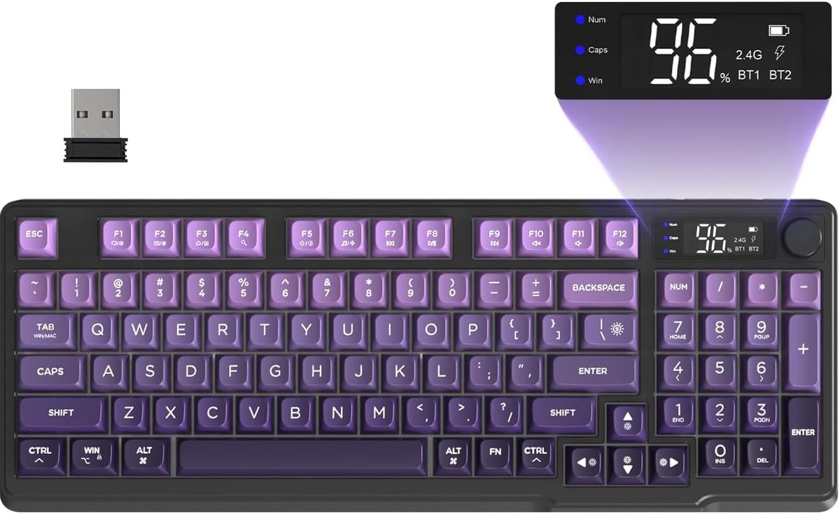 FREEWOLF M96 Wireless Membrane Gaming Keyboard, Button Control Bluetooth/2.4G Wireless, Mechanical Feel, RGB LED - ShopVlot