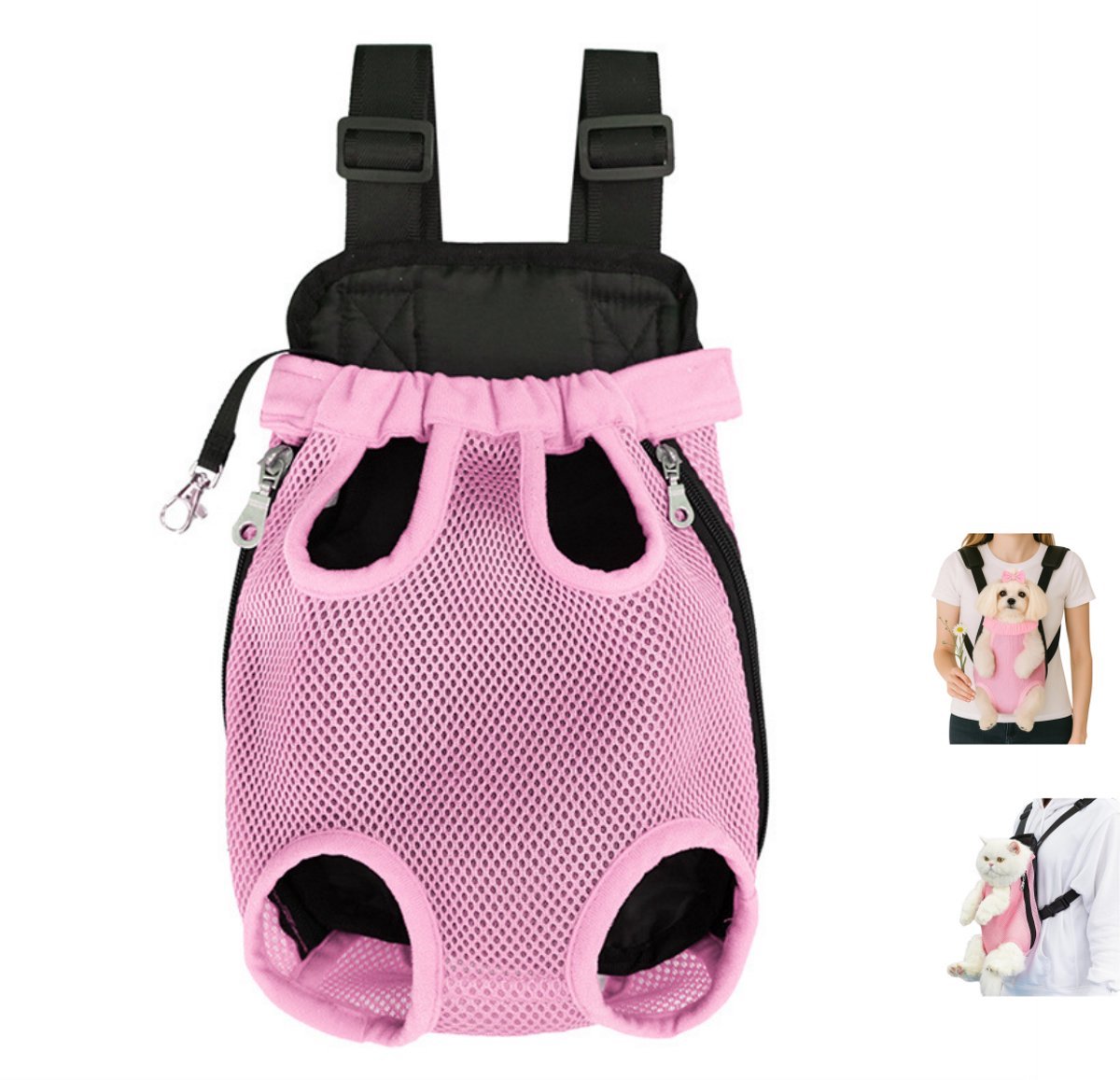Casalora Honden Draagtas - Honden Draagzak voor Kleine Honden / Kat- Hondentas - Draagzak Hond - Verstelbare Draagtas - Voor Wandelen en Reizen - Roze- L