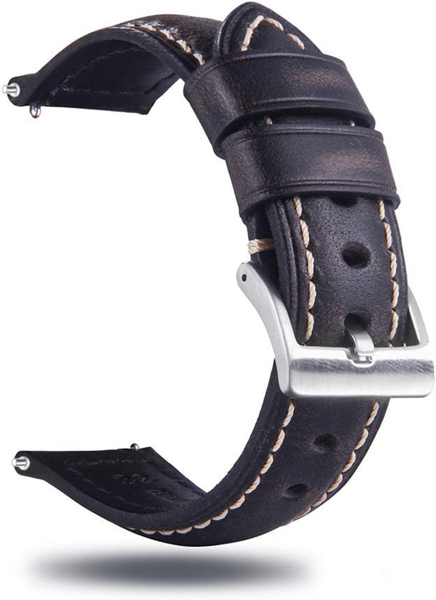 Cowhide Leather Watch Strap for Men Women Vintage Retro Pull-Up Leather Watch Strap with Stainless Steel Buckle Quick - ShopVlot