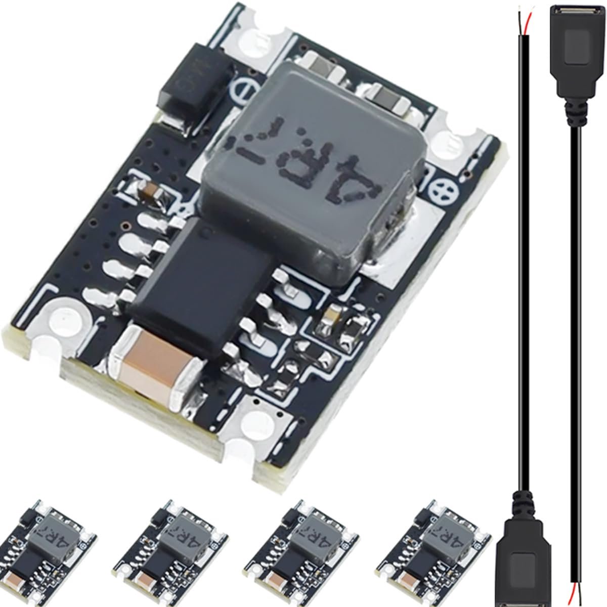 3A Mini Reducer Module, Buck DC-DC 5V-30V to 5V, Voltage Regulator PCB Power Buck Board, Pack of 5 with USB Connection - ShopVlot