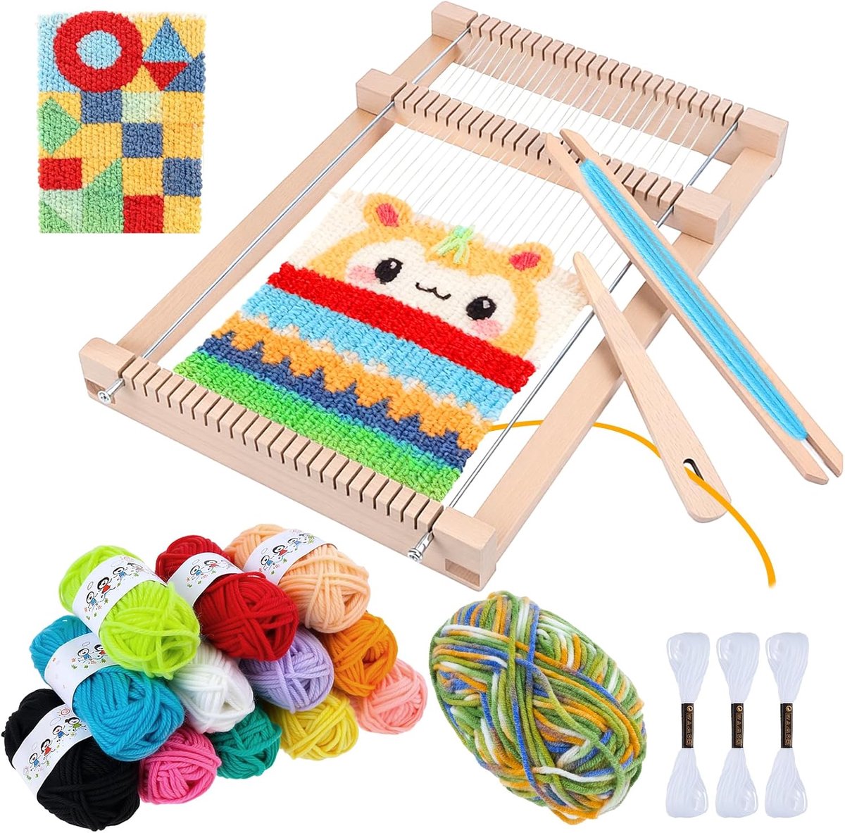 Weaving Frame for Children, Weaving Chair for Children from 4 Years, High-Quality Wooden Weaving Frame Set, School - ShopVlot