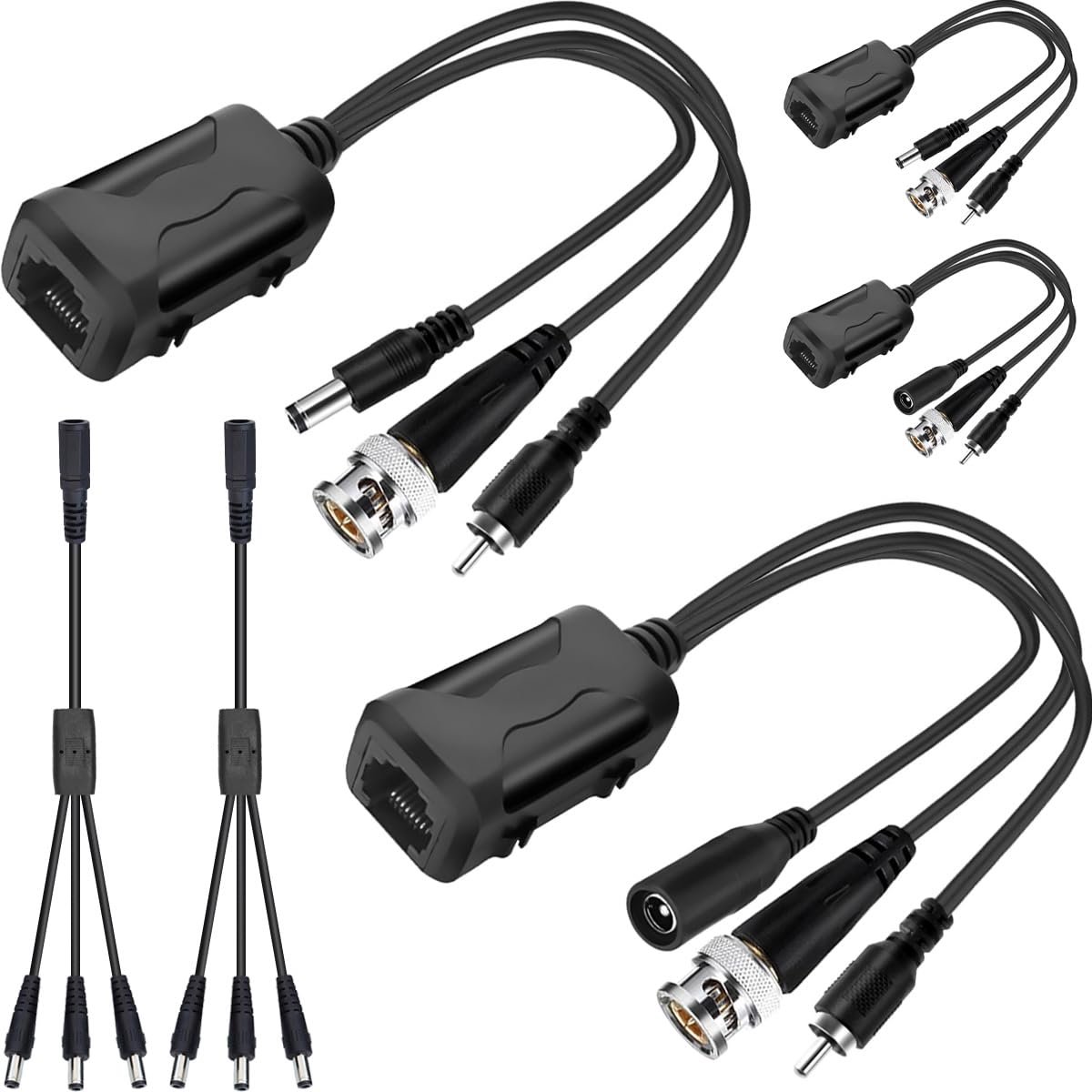 Videobalun passive BNC to RJ45 network transceiver audio jack BNC to Ethernet Cat5e/Cat6 adapter AHD/TVI/CVI/CVBS Easy - ShopVlot