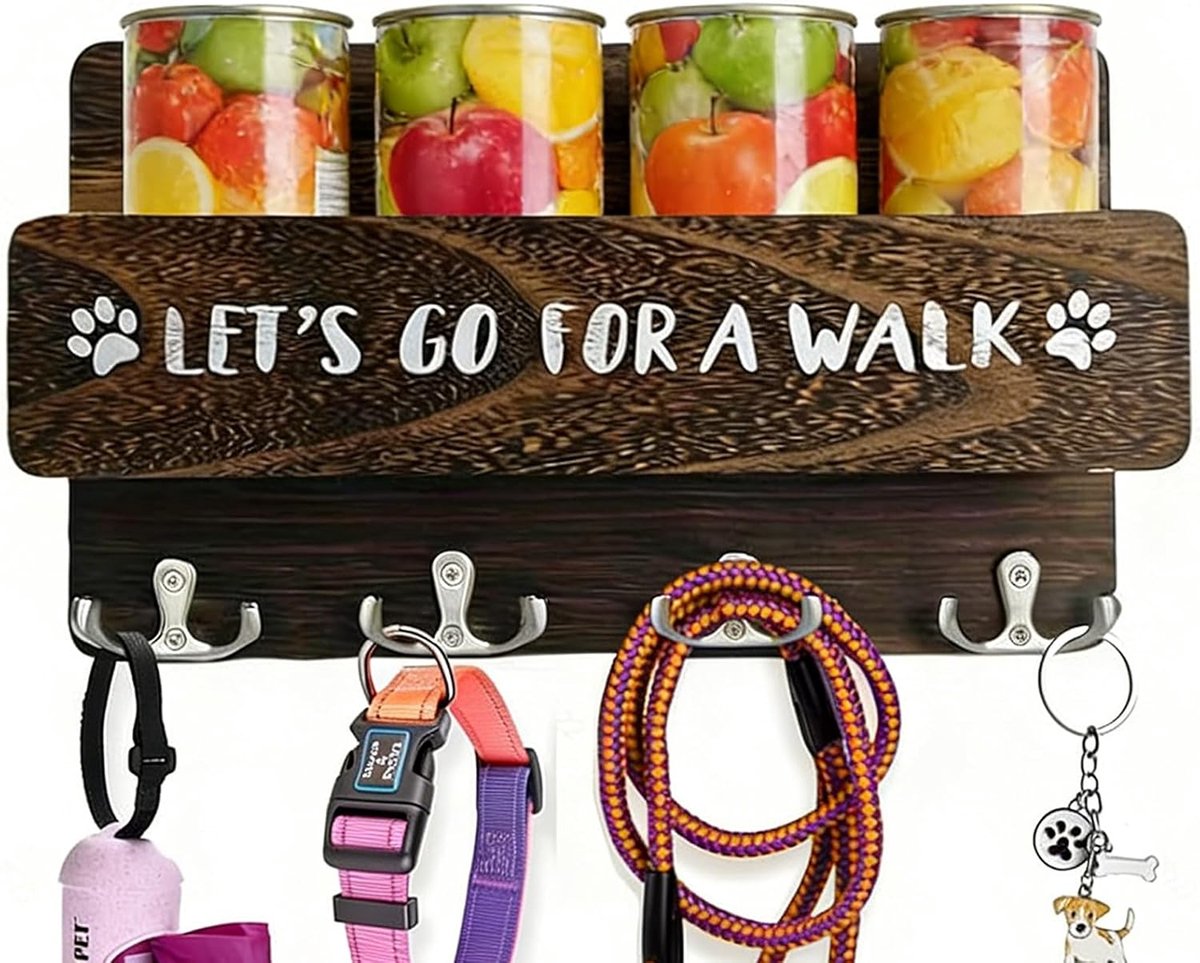 Porte Clé Muurschildering met ruimte voor Chia, Organisator de Laisse & Accessoires, Porte Clef Muurschildering in - ShopVlot