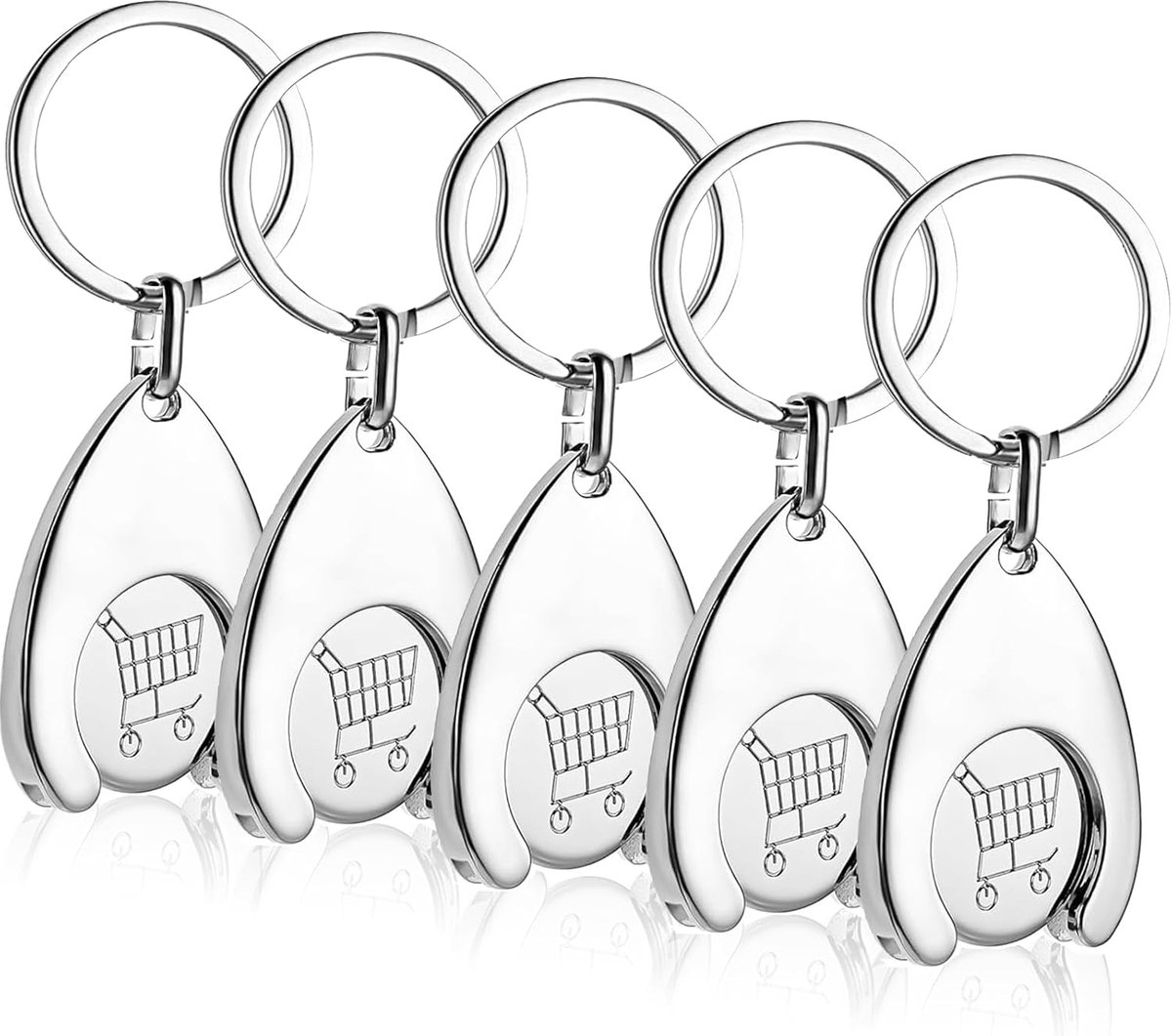 5pcs Shopping Trolley Release Key Chain Removable Shopping Chip Stainless Steel Metal Keychain Shopping Coin (Style 1) - ShopVlot