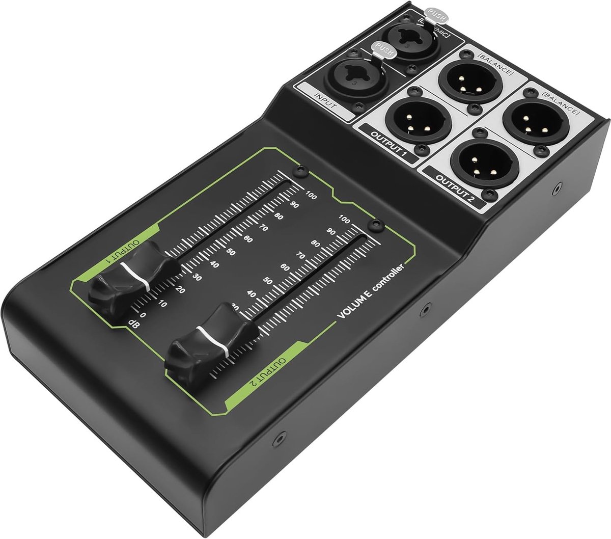 XMSJSIY Passive Monitor, Volume Control, 1 XLR / 1/4 TRS Input, 2 XLR Output, Stereo Audio Control, Studio Sound Level - ShopVlot