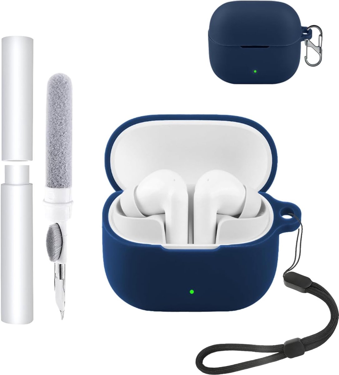 Housing Case for Baseus Bass BP1 NC Earbuds, Shockproof Waterproof Soft Slim Silicone Cover with Cord, Keychain and - ShopVlot