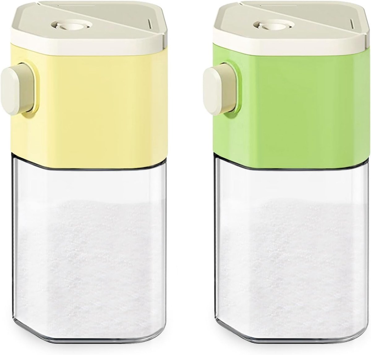 Salt & Pepper Shakers, Quantitative Precise Control, 0.5g, 2-in-1 Moisture Proof Glass Salt Shaker for Salt, Pepper - ShopVlot