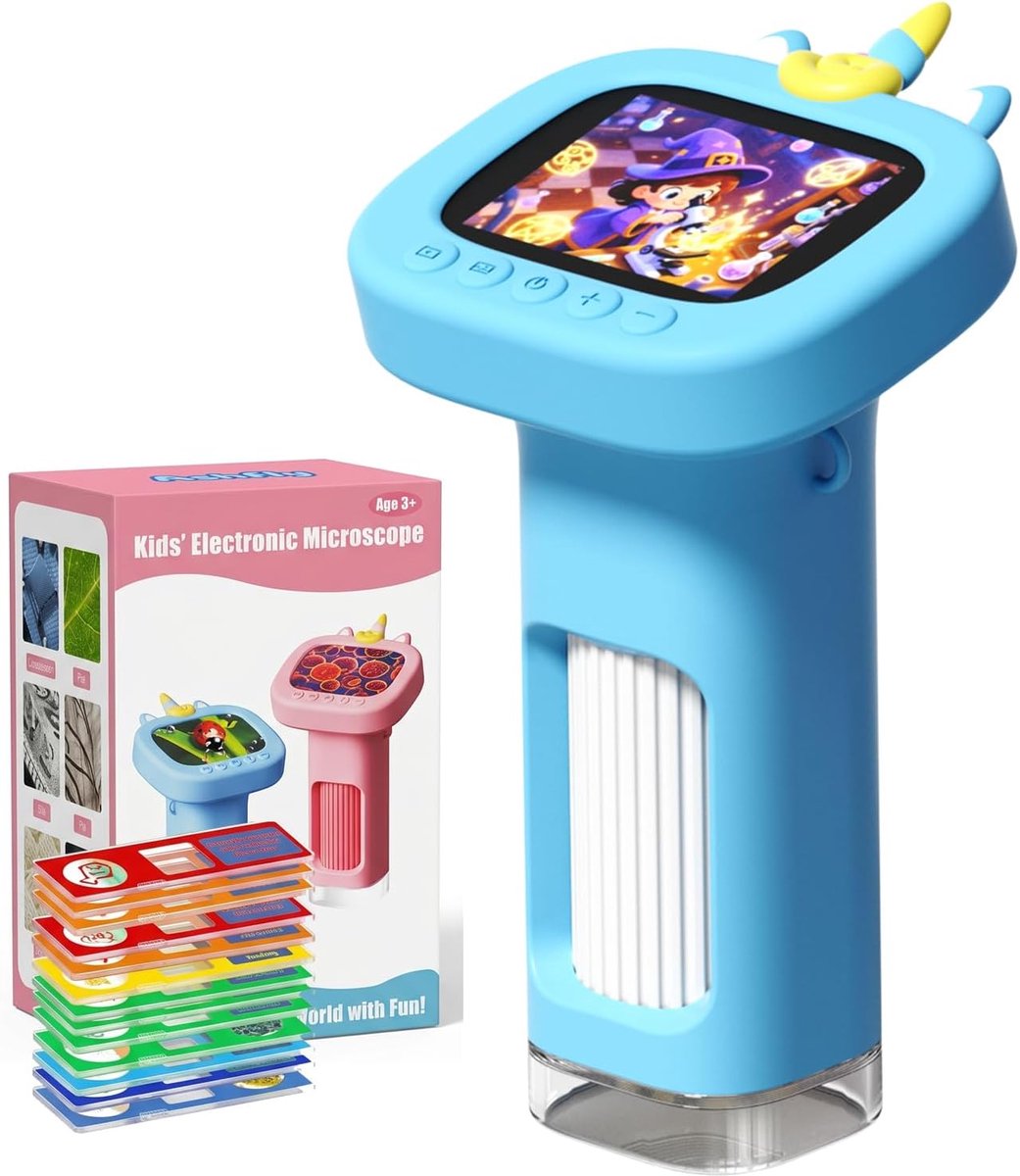 Microscope for Children with IPS HD Screen 2.4 Inch, Zoom 1200x and 9 LED Lights, Digital Microscope from 3 Years with - ShopVlot