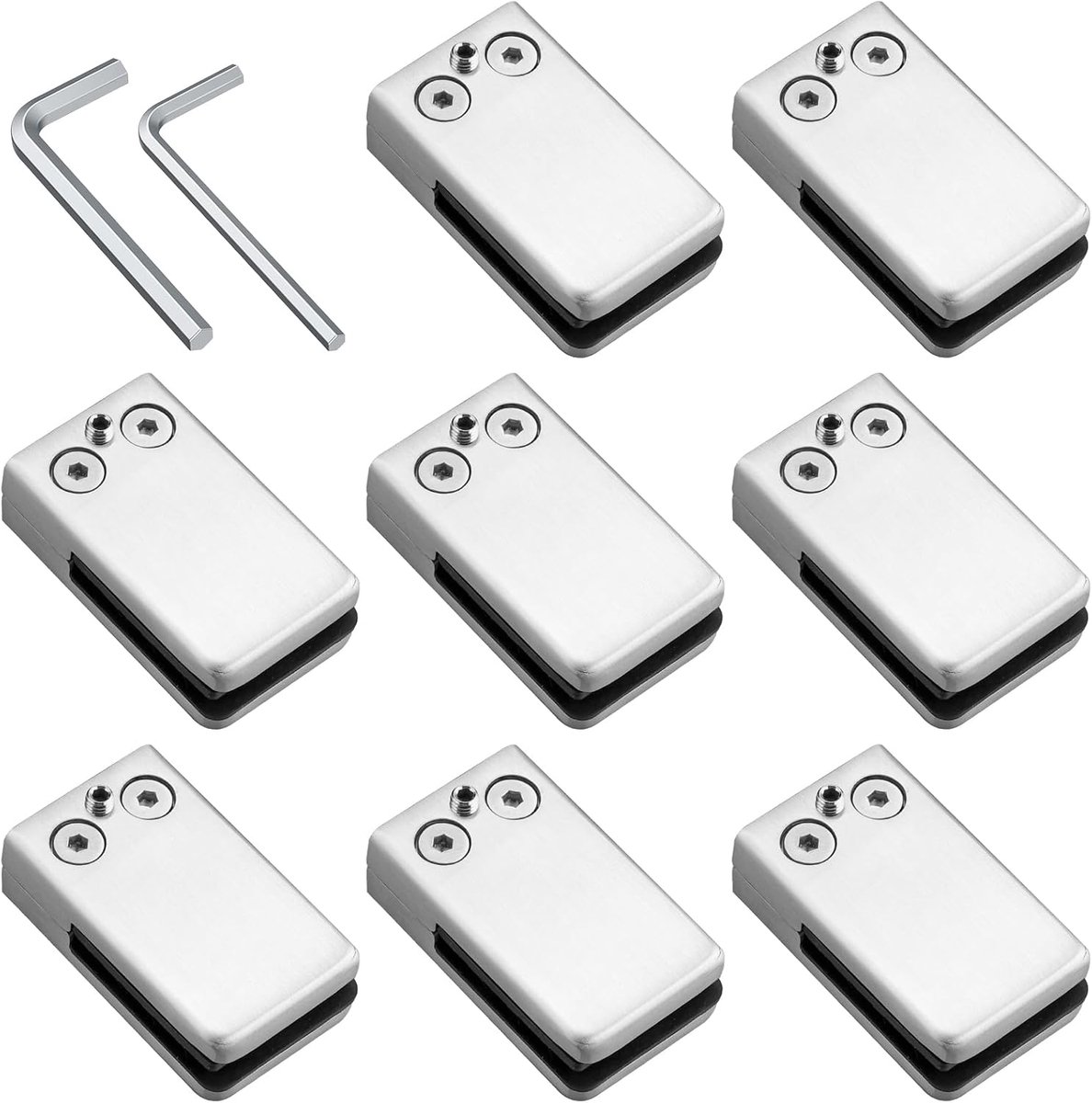Proster 8 Piece Stainless Steel Glass Holder Clamps Glass Stoppers 6-8mm Square Shape with 2 Hexagonal Wrenches for - ShopVlot