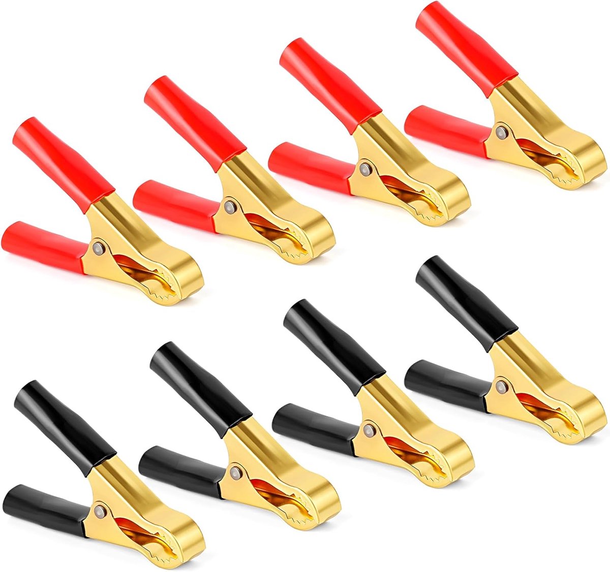 8Pcs 50A Jump Lead Clamps, 98mm Long Car Battery Crocodile Clips, Insulated Battery Clamps, Copper Jumper Cable Clamps - ShopVlot