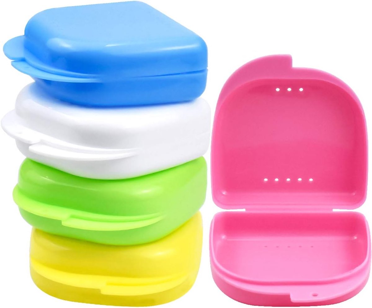 5 Pieces Thin Denture Boxes for Dental Prosthetics Orthodontic Holder Mouth Guard with Ventilation Holes - ShopVlot