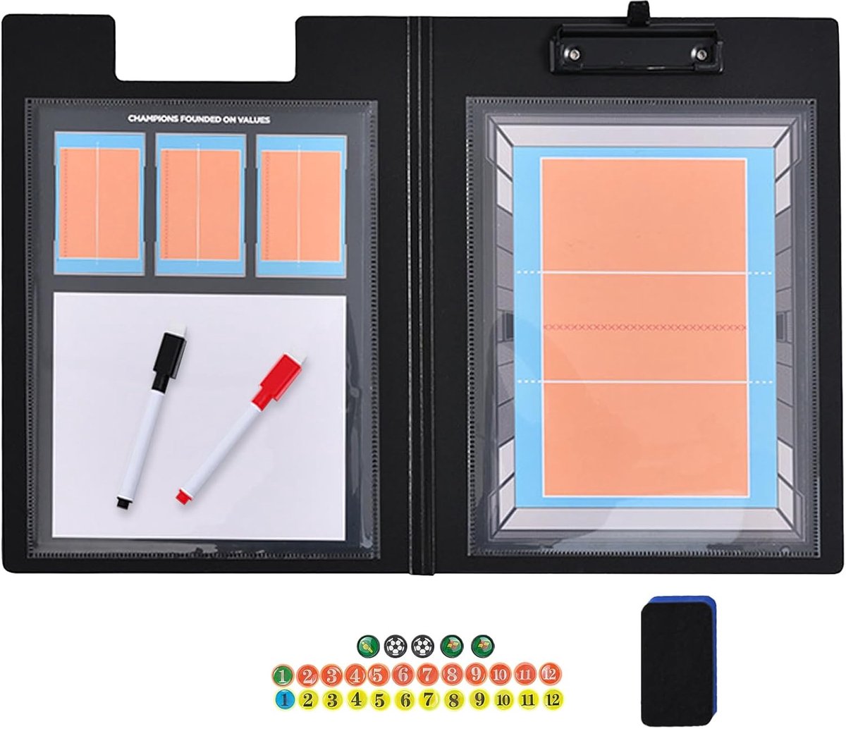 Joyeee Magnetisch volleybalbord voor coaches, inclusief magneten, zwart rood magnetische droogwispen, gum, waterdichte - ShopVlot