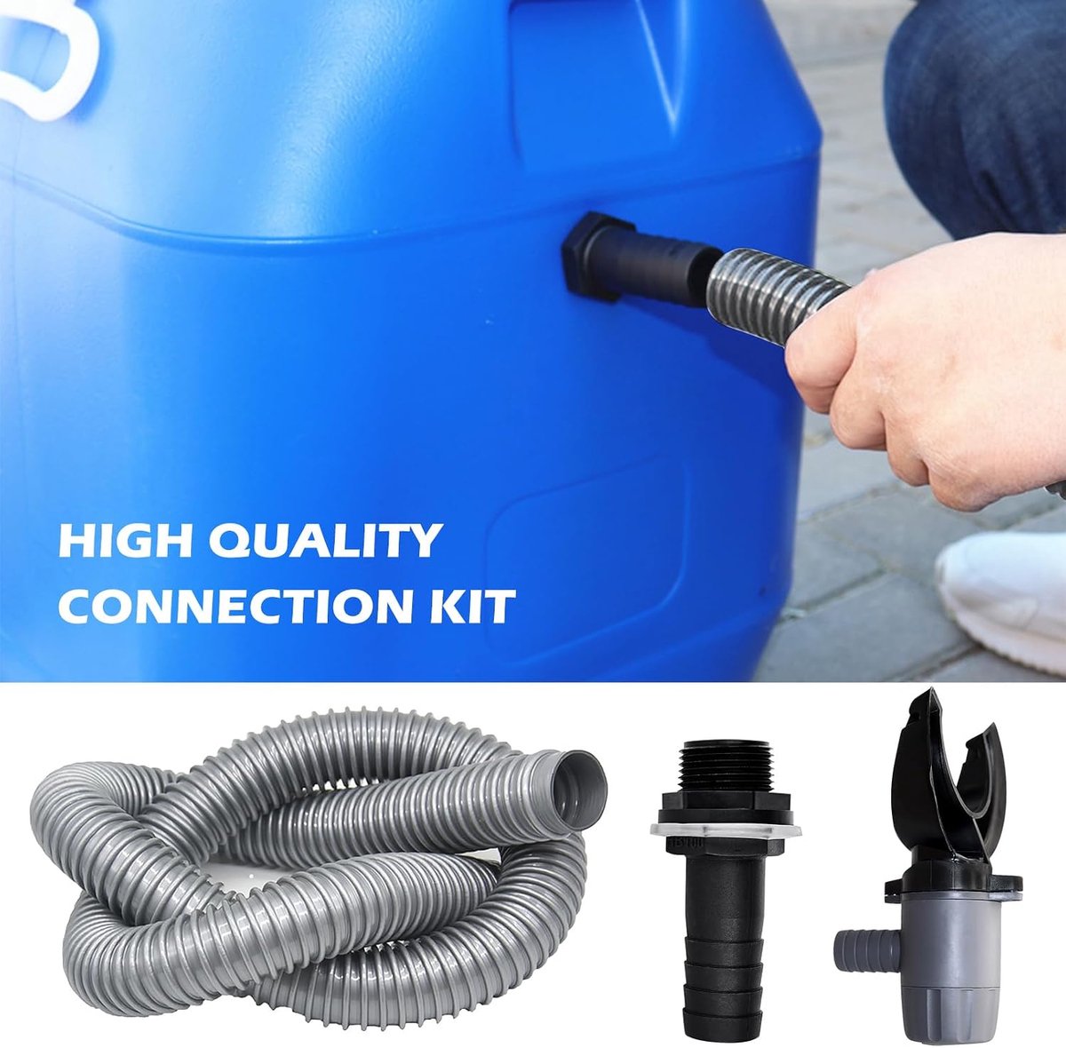 Rainwater Collector, 70-100 mm, Rain Collector, Rain Barrel Connector Set with 1 M Hose, Rain Barrel Connection Set - ShopVlot
