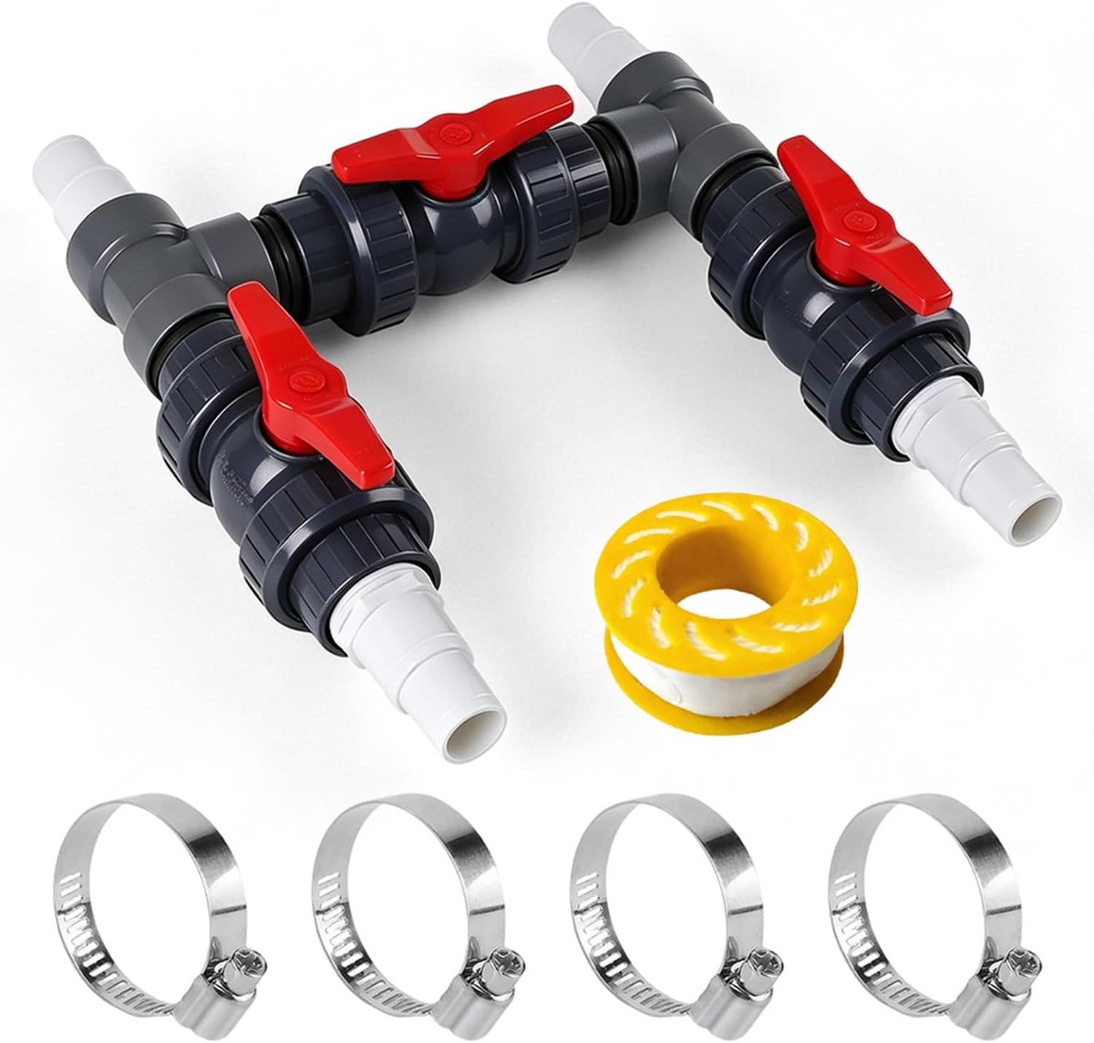 Bypass Heat Pump Set Diameter 50 mm Pool Connection Set Includes 32 mm & 38 mm Hoses and Adapters, Swimming Pool Solar - ShopVlot