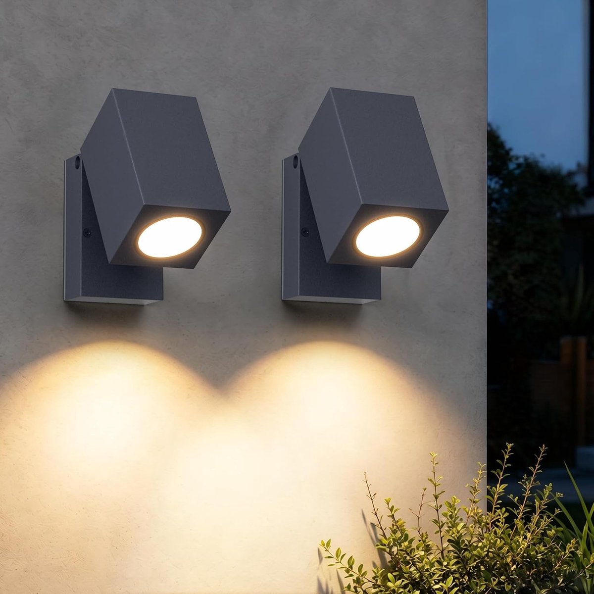 Aipsun Pack of 2 Outdoor Wall Lights, IP65 Aluminium Wall Light, GU10/90° Rotatable, Outdoor/Indoor Waterproof, Wall - ShopVlot