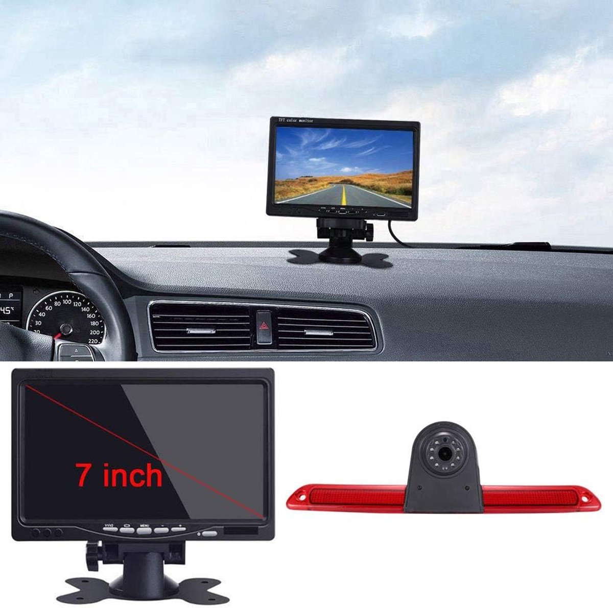 HD Transporter Reversing System, Brake Light, Reversing Camera, Roof Camera, Parking Aid with Angle Adjustable - ShopVlot