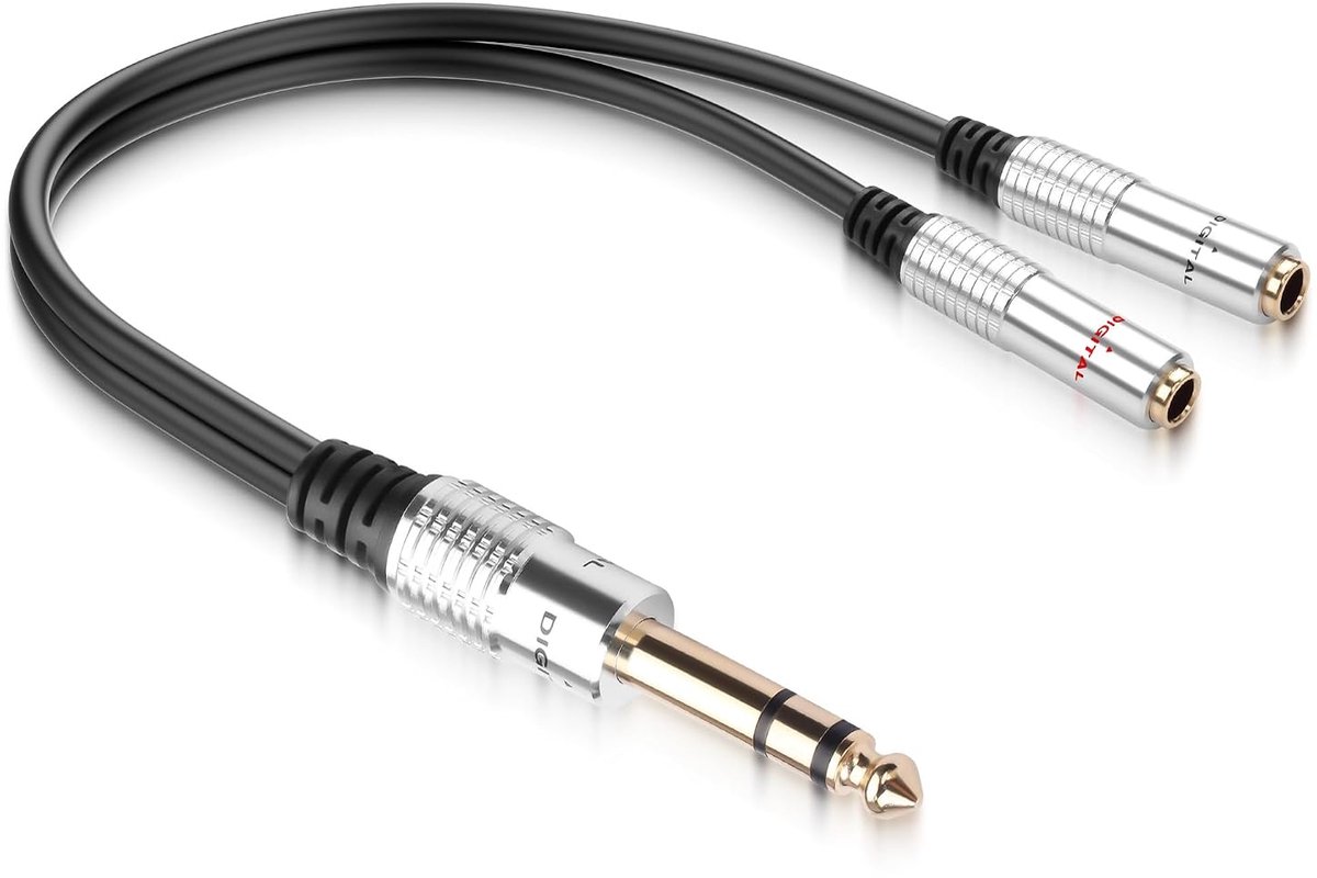 1/4 TRS to dual 6.35mm Y cable, 1/4 stereo male to dual 1/4 female Y-splitter audio cable, 6.35mm, 1 male to 2 female - ShopVlot