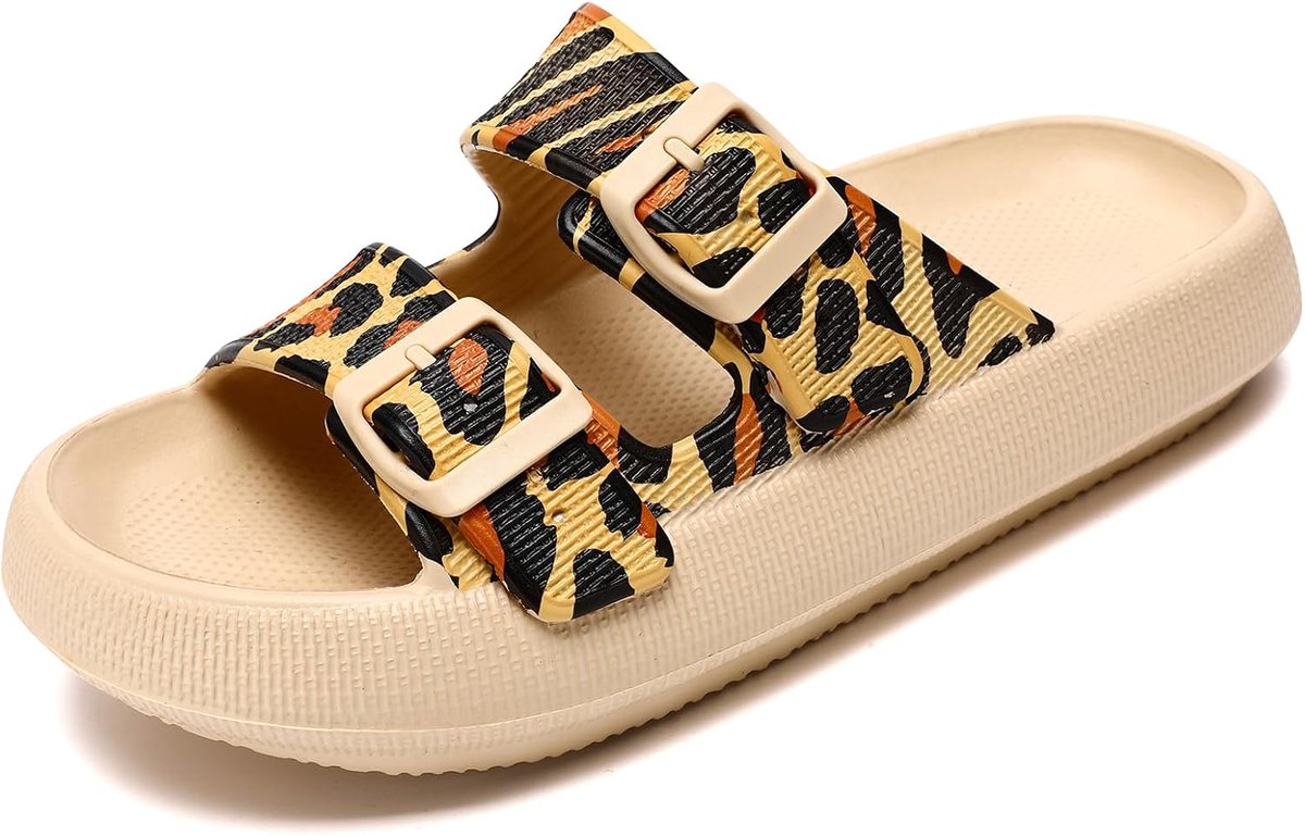 Cloud Sliders Women Men Sandals with Adjustable Buckles, Shower Bathroom Non-Slip Quick Dry Open Toe Super Soft - ShopVlot