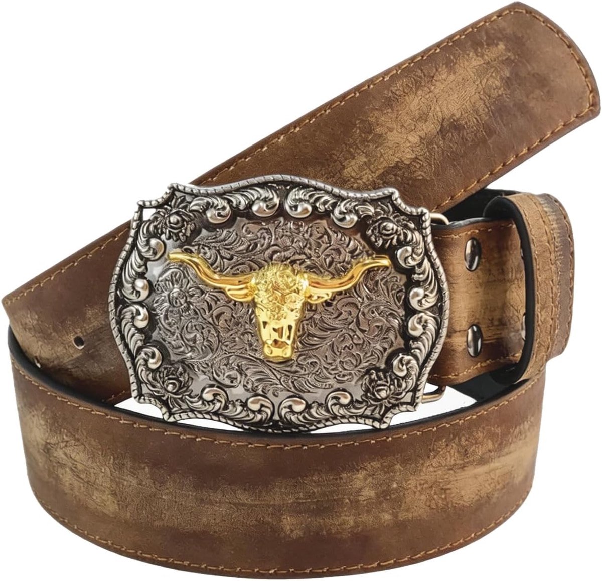 TINA.WIN Cowgirl Belt for Men and Women Western Belt Faux Leather Belt - ShopVlot
