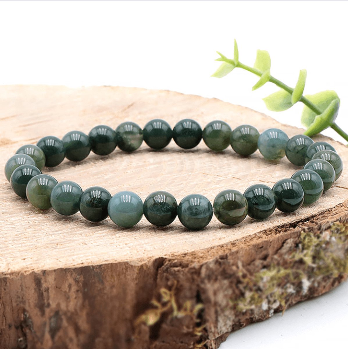 Edelsteen Armband Mosagaat 8 mm