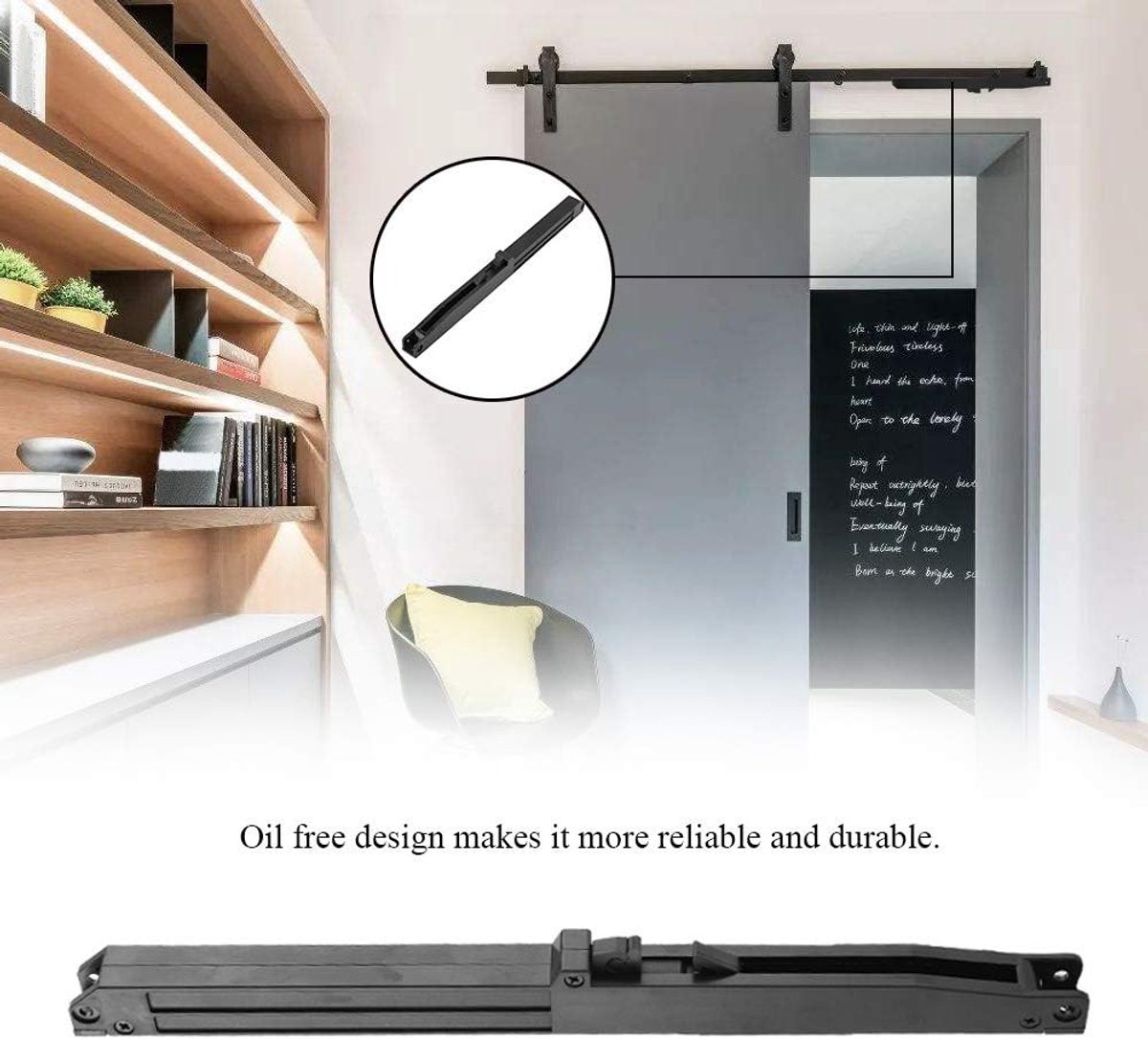 Sliding rail damper - softclose voor houten schuifdeuren - dempt geluid - beschermt meubels - ShopVlot