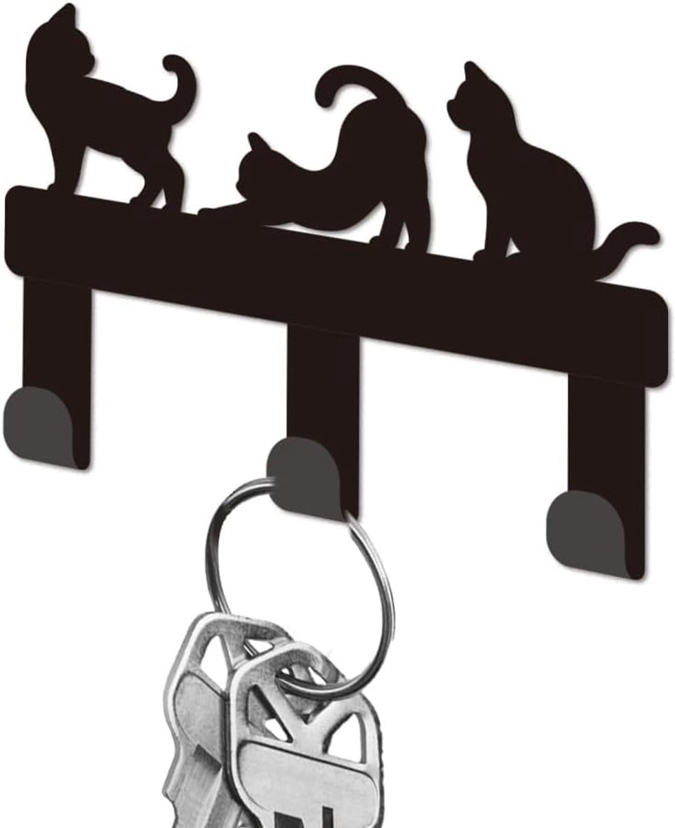 Sleutelhanger kat - Mini haakje met kattenmotief - Schattige en praktische key hook - Voor een opgeruimd huis - ShopVlot