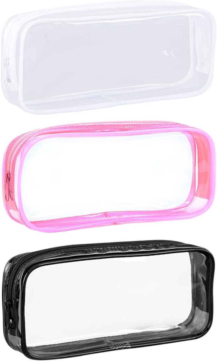 Penzakken Set van 3 - Transparant PVC - Grote Capaciteit - Perfect voor Schoolmateriaal - ShopVlot