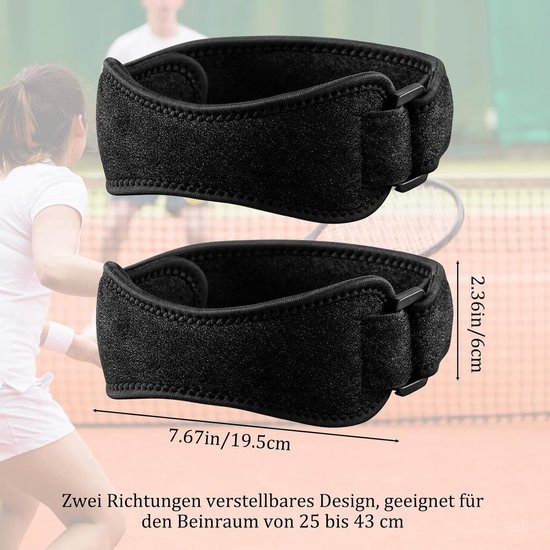 Kniebandage set van 2, zwart, schokabsorberend, verstelbaar voor sport en outdoor activiteiten, stabilisatie en ondersteuning voor knieën tijdens bergwandelen en andere sporten — afbeelding 5