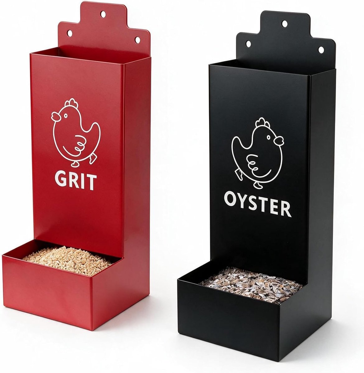 Set van 2 automatische voederautomaten voor kippen en gevogelte, ideaal voor eenden en ganzen, duurzame metalen voederbakken voor huisdieren