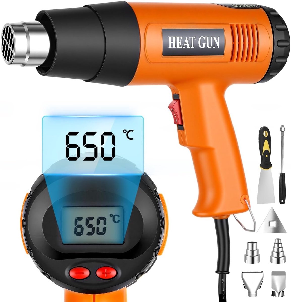 Hete luchtpistool 2000 W - LCD digitale display - 2 temperatuurinstellingen - perfect voor verfverwijdering - ShopVlot