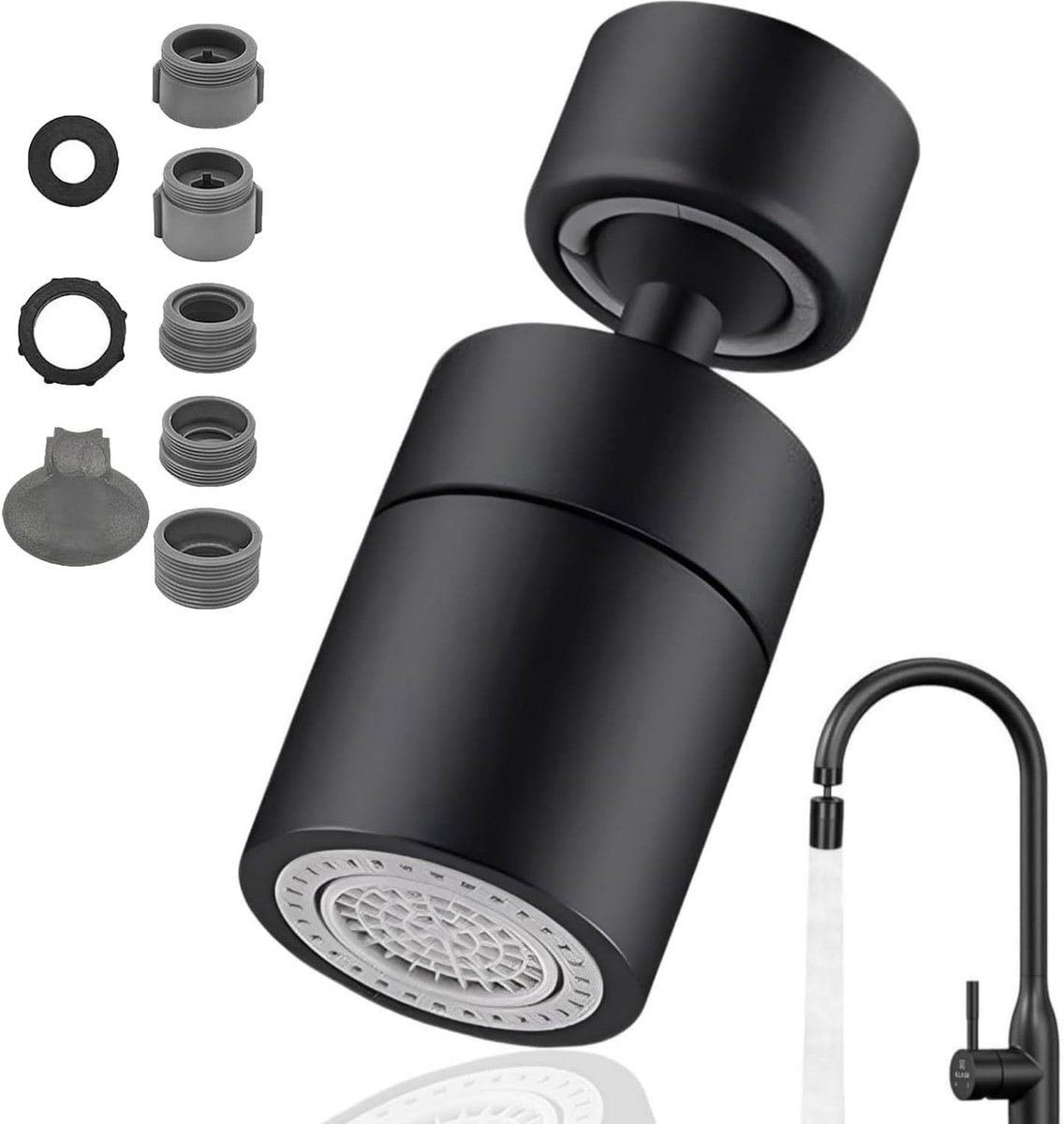 Kraanaccessoire 360° draaibaar - Aerator met 2 sproeifuncties - Universeel voor 22 mm en 24 mm - ShopVlot