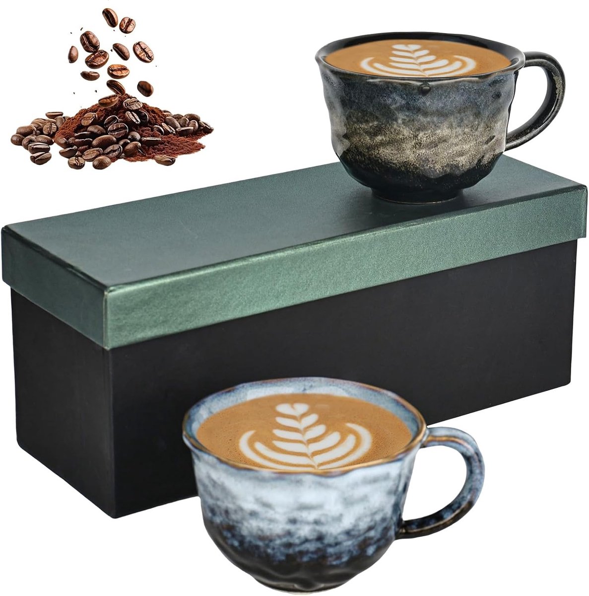 Set van 2 Cappuccino Kopjes met Dikke Wanden en Handvat, 270 ml, Perfect voor Koffie, Thee en Latte Macchiato