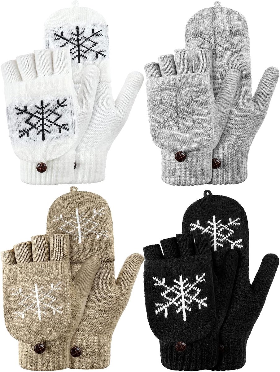 Vingerloze Dames Winter Gebreide Handschoenen - Warm Wol - Thermisch en Omkeerbaar - Ideaal voor Koude Dagen - ShopVlot