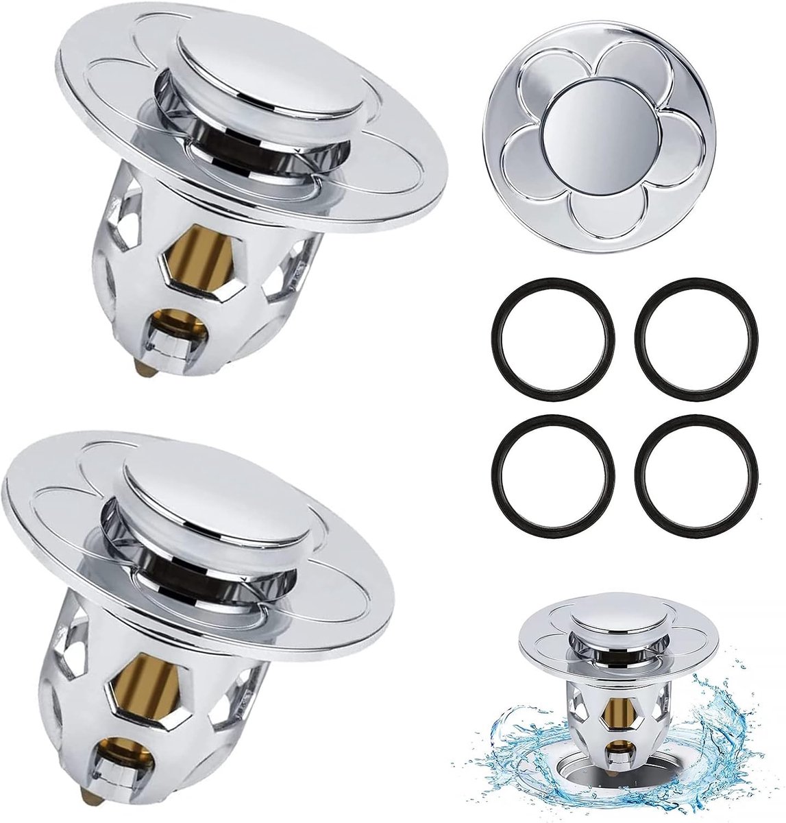 Afvoerplug 2 Stuks - Universele Pop-Up Stopper - Anti-verstopping voor Keuken en Badkamer - ShopVlot