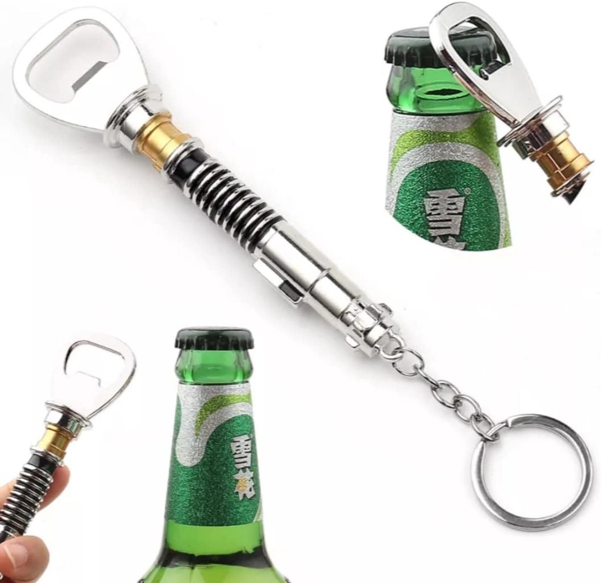 Flessenopener Lightsaber - Metaal - Luxe uitstraling - Praktische sleutelhangeraansluiting - ShopVlot