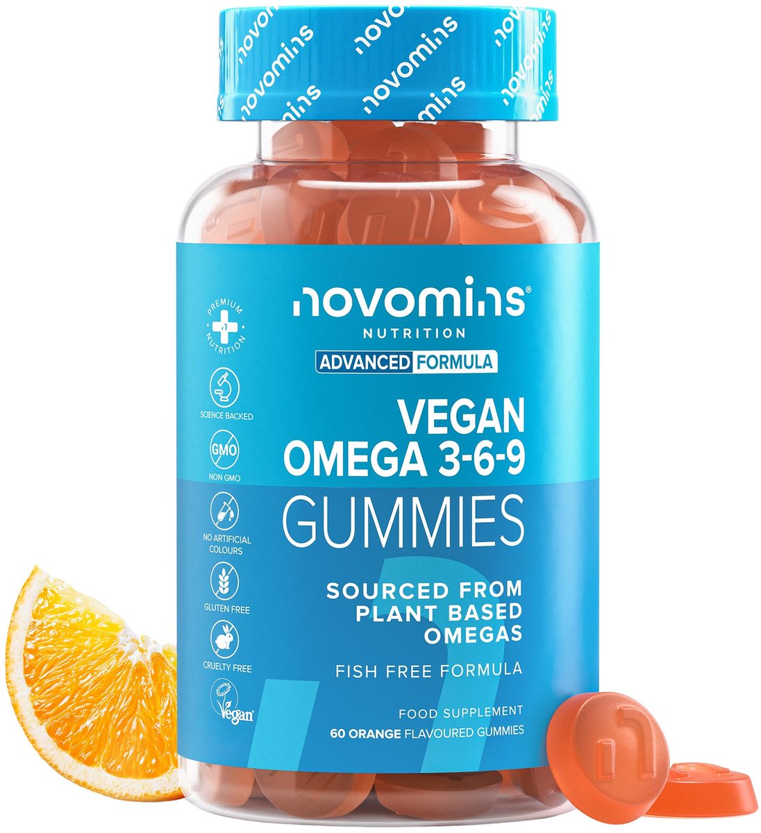Omega 3-6-9, met DHA & EPA, 60 Gummies, Vegan, Halal, Getest door Eurofins, Novomins