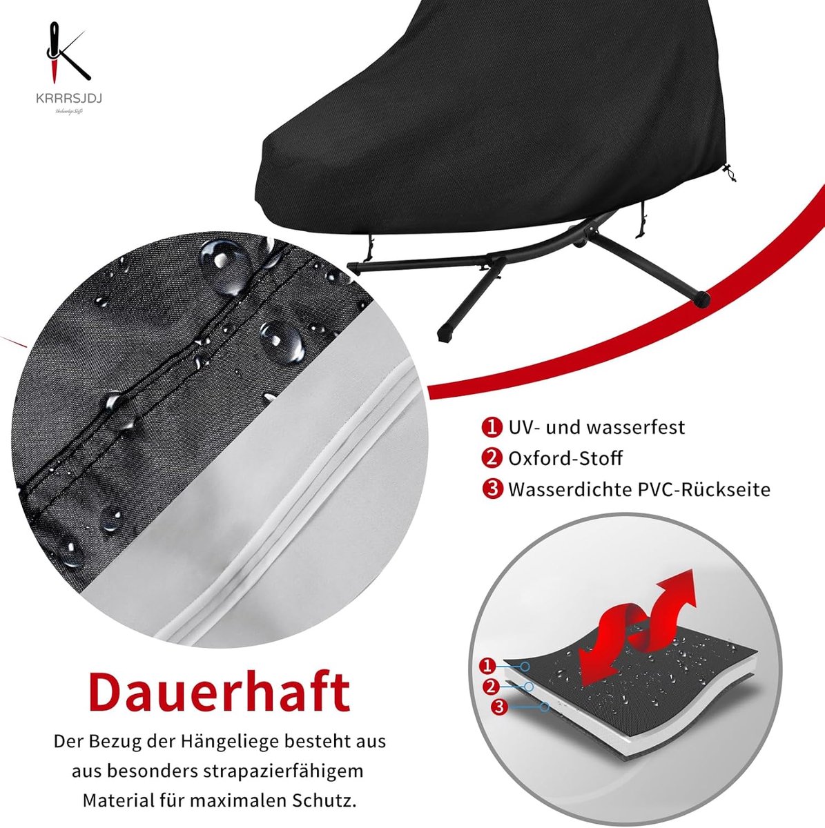 SnelShoppen - Hangstoelhoes Waterdicht, Winddicht, 420D Oxford Stof, 200x120x200 cm, Zwart, Bescherming tegen Zon, Regen, Vuil, Tuin, Balkon