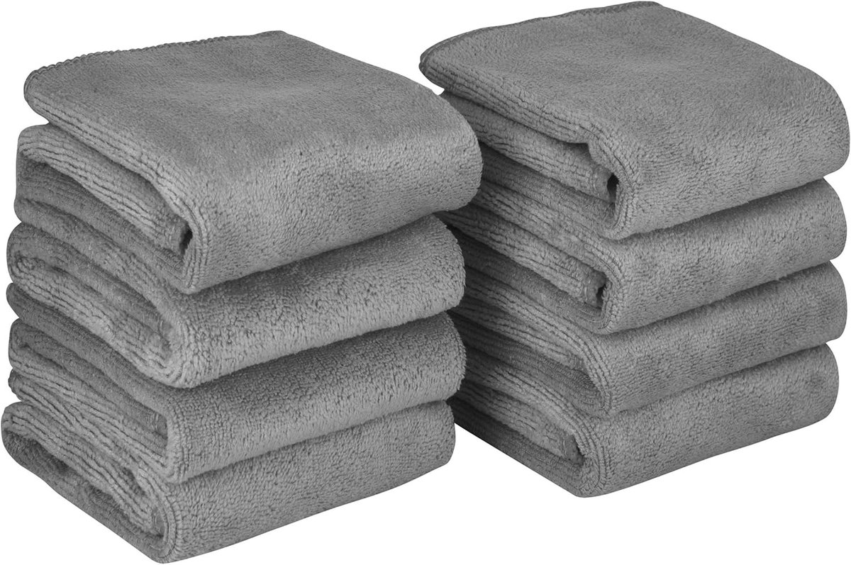 SnelShoppen - Microfiber Gezichtdoeken Make-up Verwijder Doeken Gezicht Droogdoeken Wasdoeken Gezichtsreiniging Super Zacht 30cm x 30cm 8-Pak Grijs