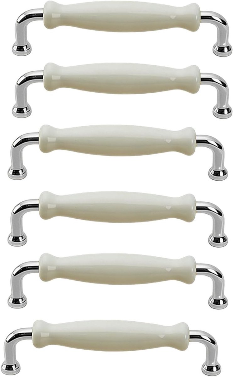 Set van 6 Keramische Deurgrepen van Zinklegering voor Keuken- en Badkamerkasten, Vervangingsknoppen voor Lades en Kasten (Gatafstand: 128mm)