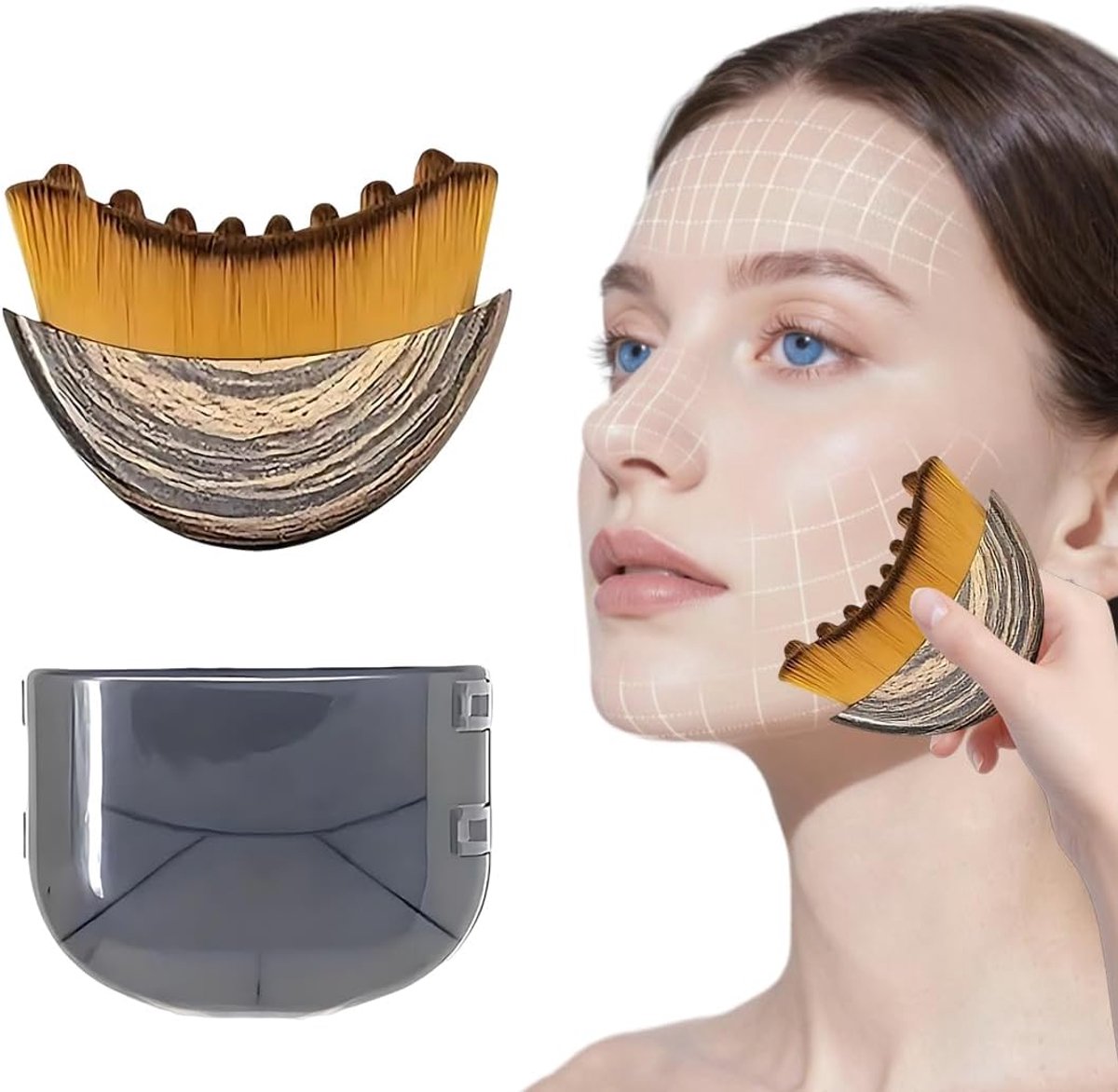 SnelShoppen - Lymfe Massager voor Gezicht en Lichaam, Draagbare Lymfe Borstel voor Kaakcontour, Vermoeidheidsverlichting, Droogborstel met Reisetui
