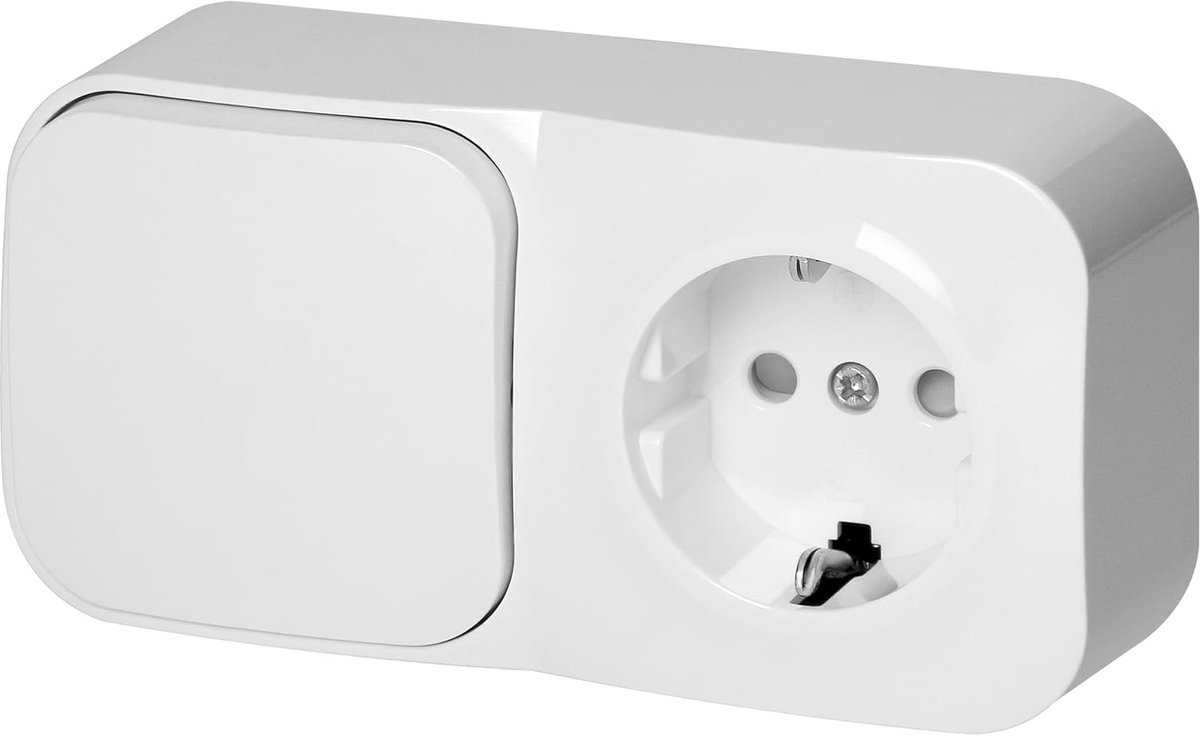 Miratic Schakelaar Opbouw - Eenpolige Schakelaar met Stopcontact - Opbouwmontage - IP20 - ShopVlot