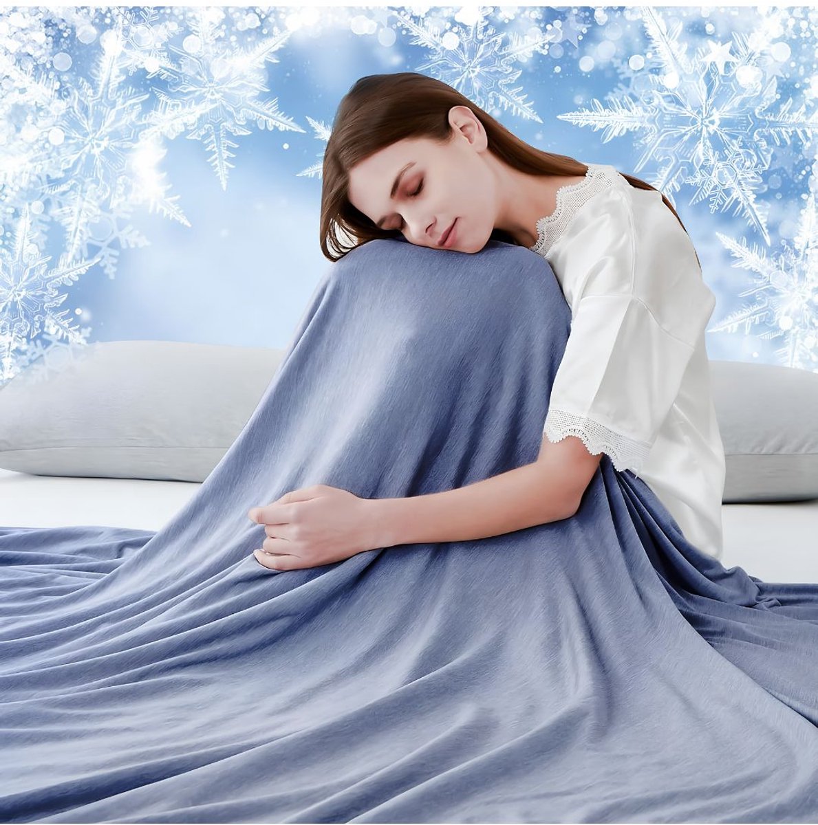JCP® Koeldeken - Zomerdeken van Katoen - Sprei/Babydeken - Blauw - 150cm x 200cm x 1cm