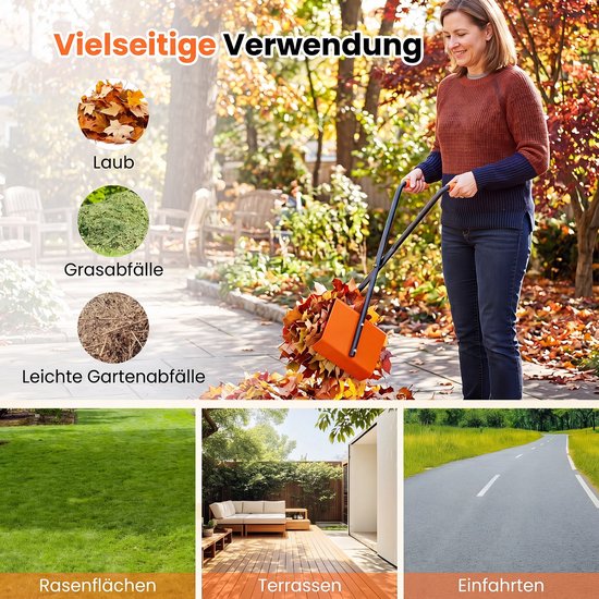 COSTWAY Multifunctionele Bladgrijper 92 cm, Metalen Constructie - Opraapgrijper met Antislip Handgreep, Bladhark met Lange Steel, Bladschep, voor Gras en Tuinafval van Costway — afbeelding 3