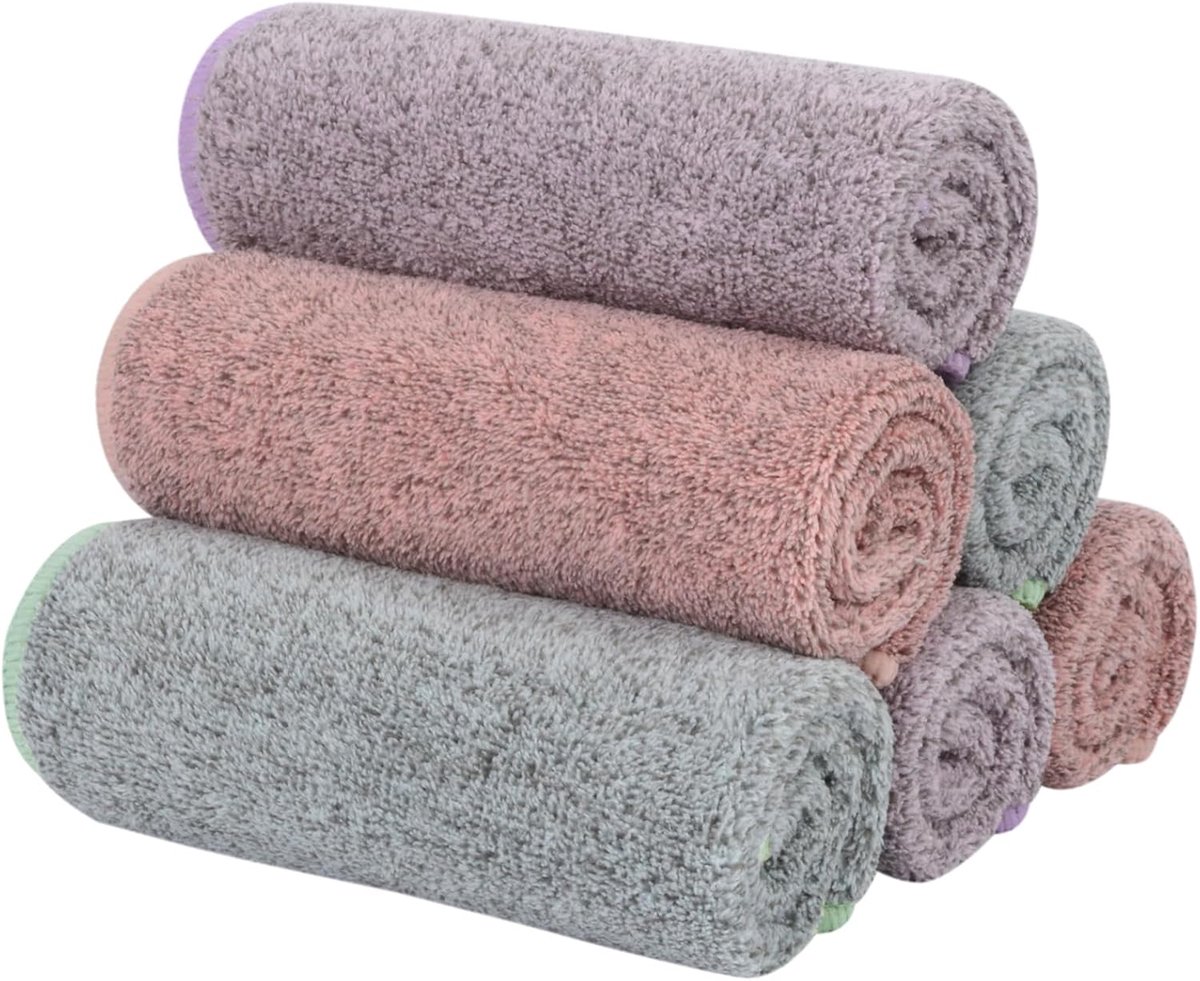 Thijox - Microfiber Gezicht Handdoeken 6-Pack - Ultra Zachte Bamboe Houtskool Gezicht Washandjes - 30x30 cm - Perfect voor Make-up Verwijderen, Babyve