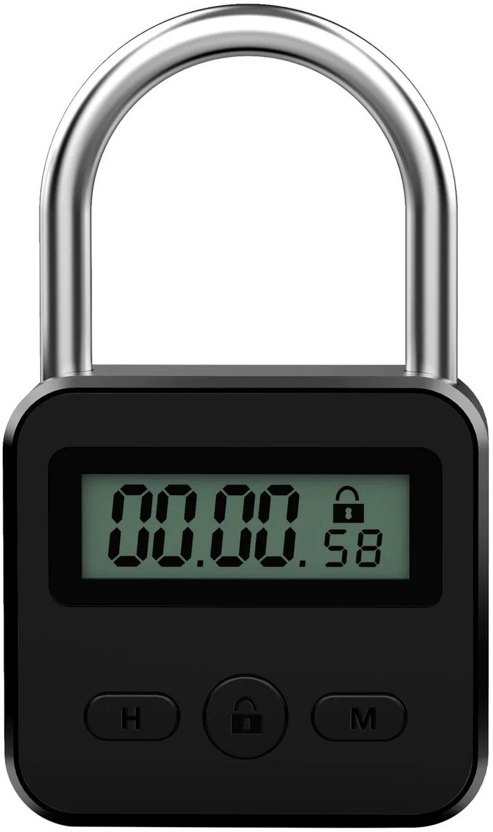 Slim Digitaal Tijdslot Hangslot - Met Verlicht LCD Display - Instelbare Countdown Timer - USB Oplaadbaar Metaal Slot - Voor Zelfdiscipline En Het Bestrijden Van Slechte Gewoonten - Slijtvaste Behuizing