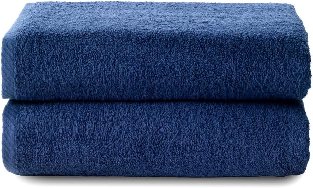 SnelShoppen - Luxe badhanddoeken set van 2 - 70 x 140 cm - 100% katoen - Sneldrogend en absorberen goed - Donkerblauw - Perfect voor thuis, sauna en v