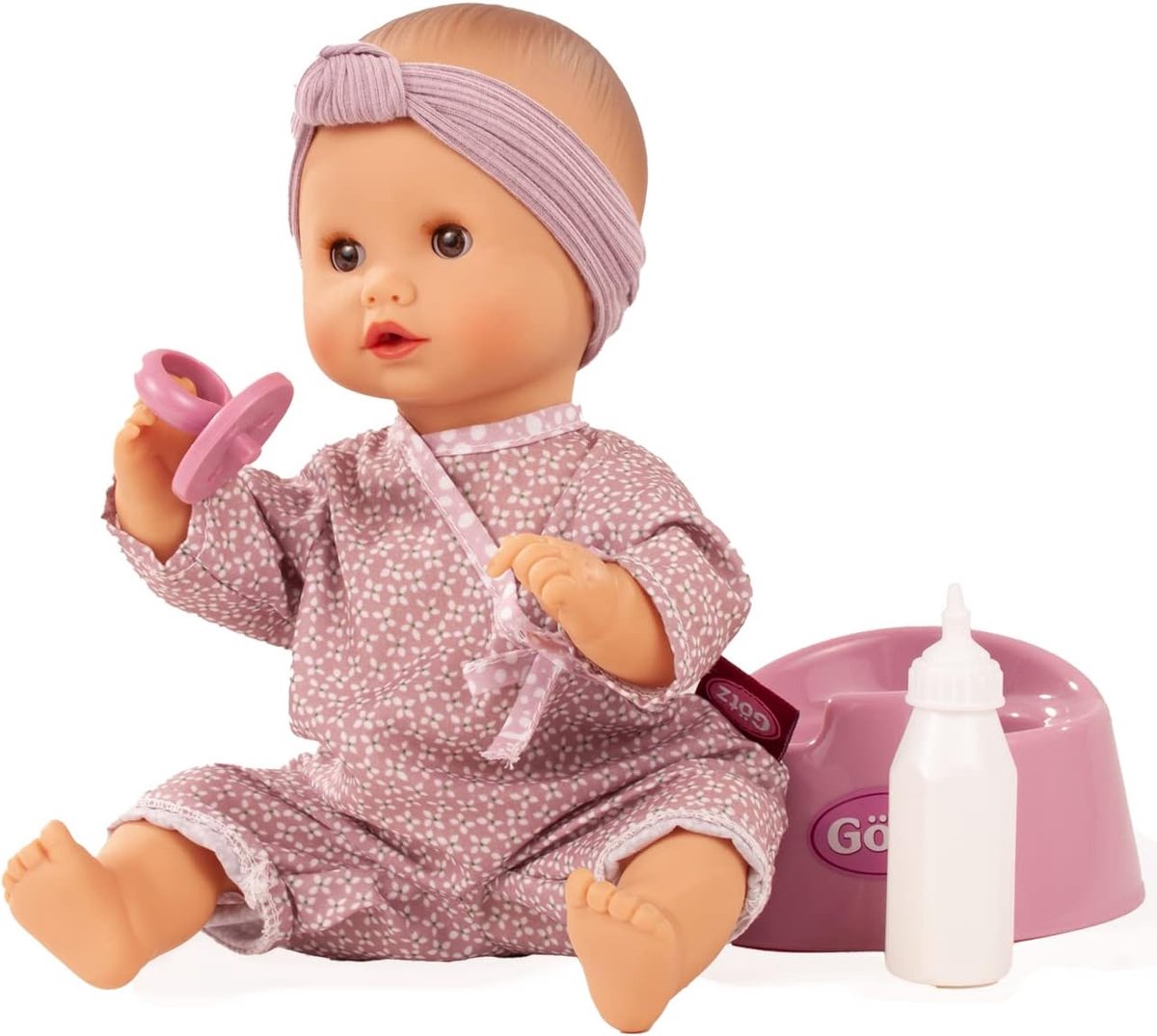SnelShoppen - Grote Badpop van 33 cm met Bruine Slapende Ogen - 6-Delige Set - 100% Waterproof - Geschikt voor Kinderen vanaf 18 Maanden - Speelgoed v