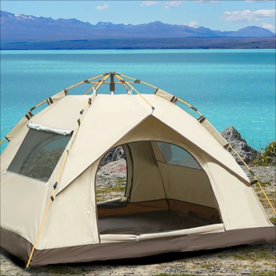 Woongenotonline - Buiten Automatische Snel openende Tent Regenbestendige Sunshine-Proof Tent -Vissen Strand Zonneschijn - Schuilplaats Twee Deuren En Twee Ramen= festivaltent van Woongenotonline — afbeelding 4