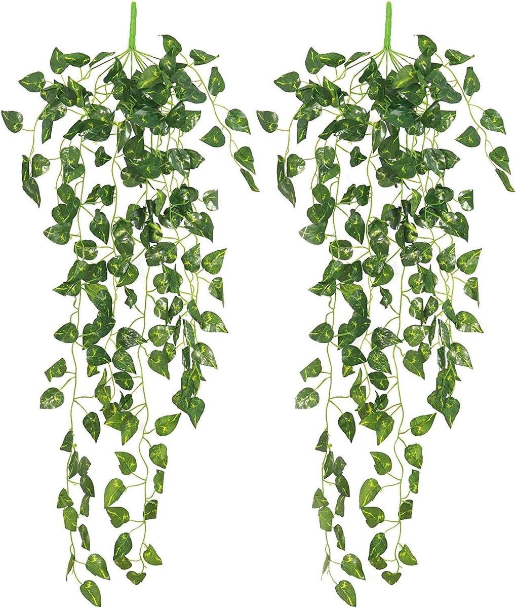 Prachtige Nep Klimplant voor Wanddecoratie - 2 Stuks Groene Orchidee en Klimop voor Raam en Muur