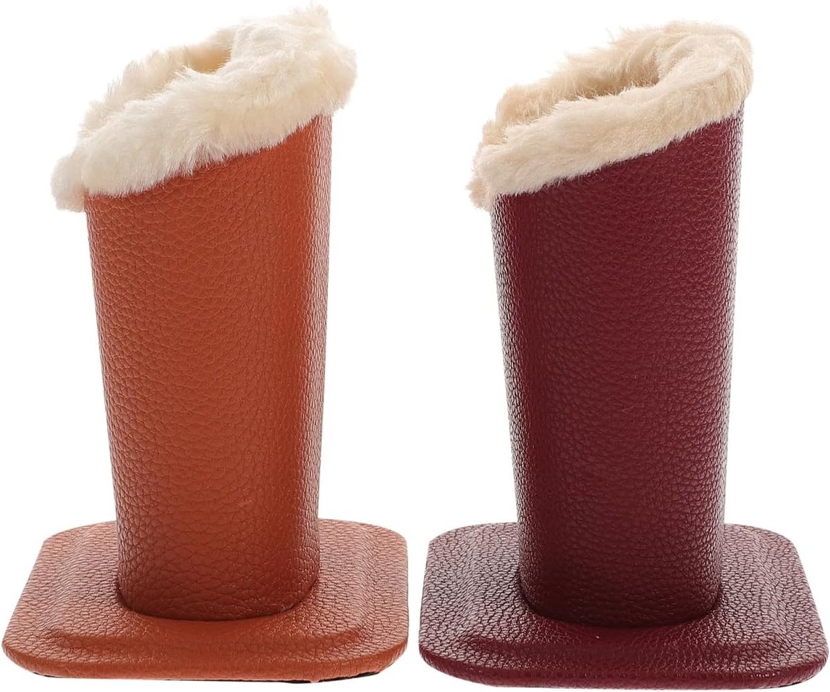 2 Stuks Pluche Gevoerde PU Lederen Brilhouder met Magnetische Basis voor Veilig Opbergen en Bescherming